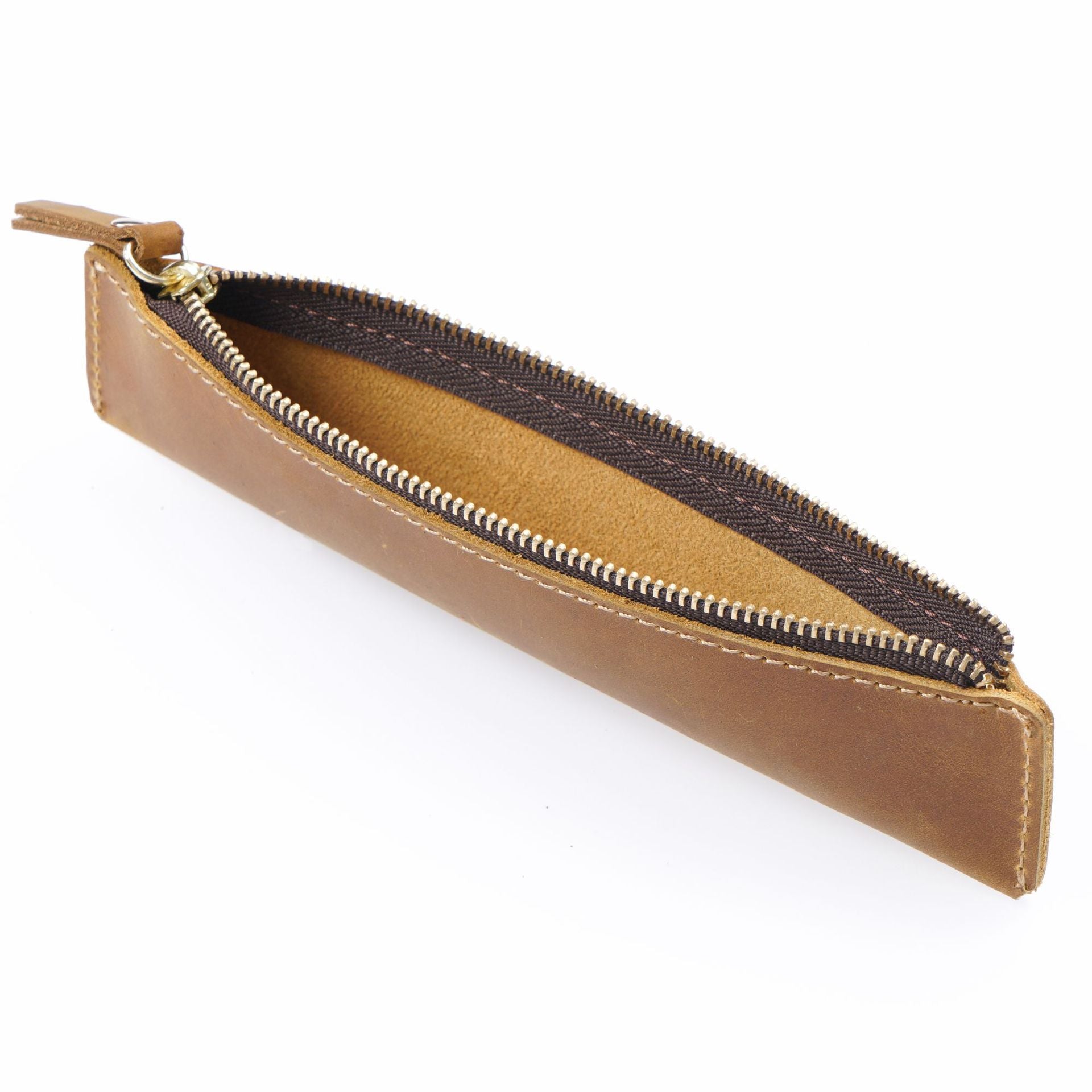 Wholesale Simple Portable Genuine Leather Top Layer Cowhide Mini Pencil Case